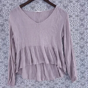 Sim & Sam rayon scoop neck High low long sleeve lavender blouse M